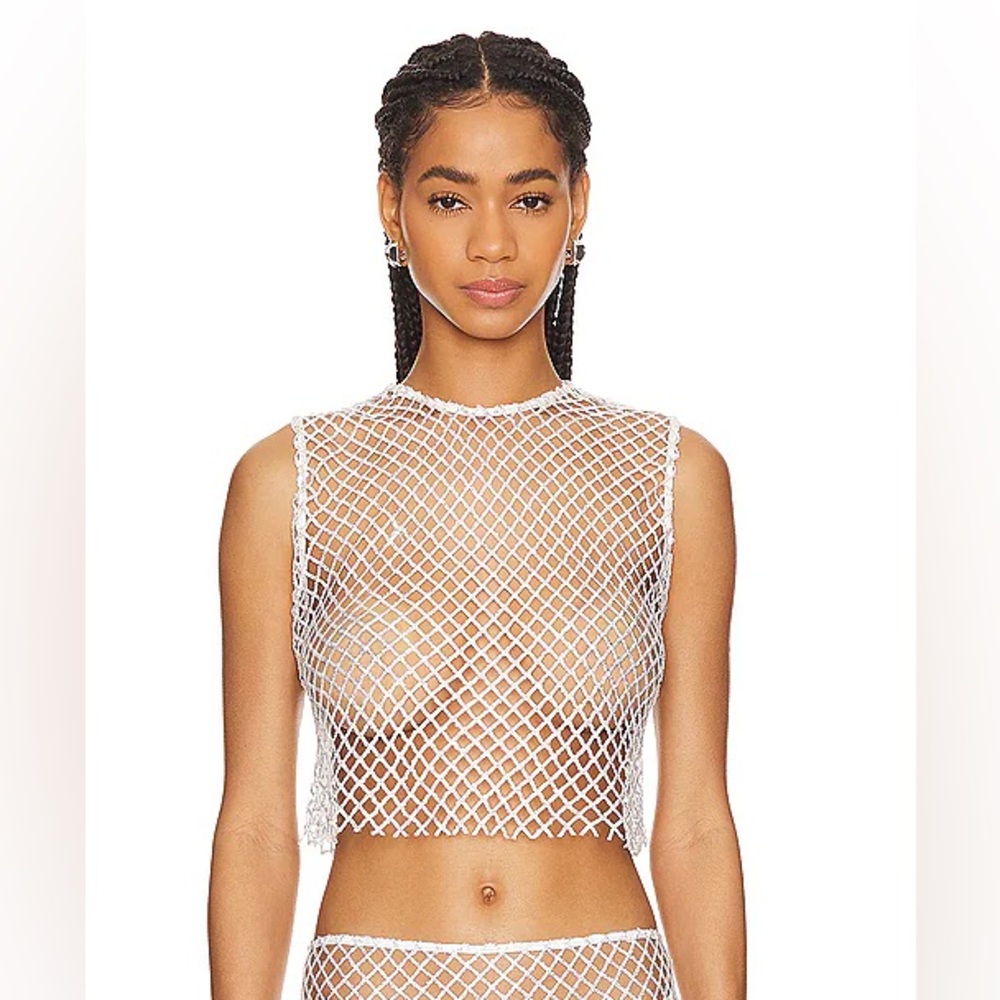 White Mesh Tank Top